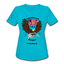 Load image into Gallery viewer, AMERICAN SPIRIT - Women&#39;s Moisture Wicking Performance T-Shirt - turquoise
