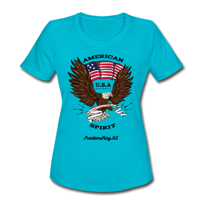 AMERICAN SPIRIT - Women's Moisture Wicking Performance T-Shirt - turquoise