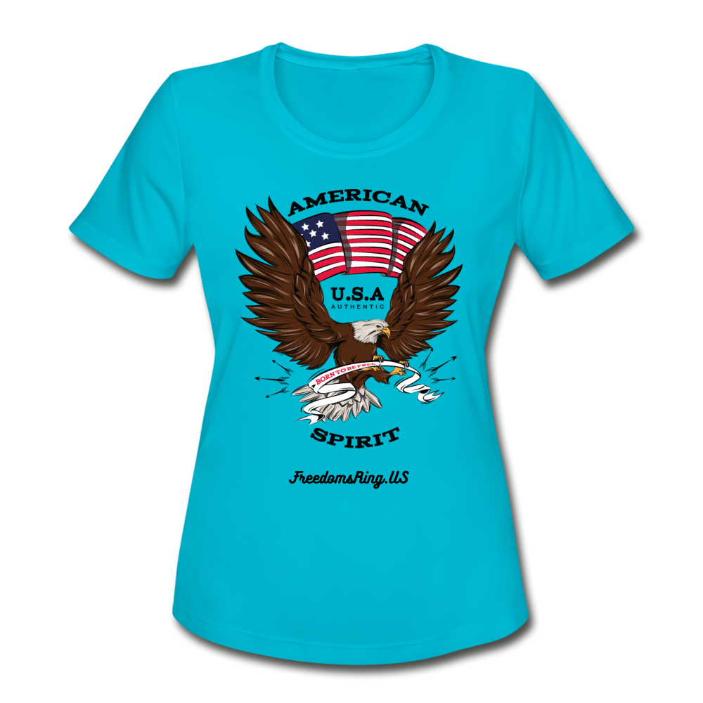 AMERICAN SPIRIT - Women's Moisture Wicking Performance T-Shirt - turquoise