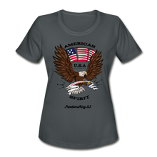 Load image into Gallery viewer, AMERICAN SPIRIT - Women&#39;s Moisture Wicking Performance T-Shirt - charcoal
