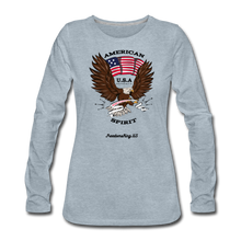 Load image into Gallery viewer, AMERICAN SPIRIT - Women&#39;s Premium Long Sleeve T-Shirt - heather ice blue
