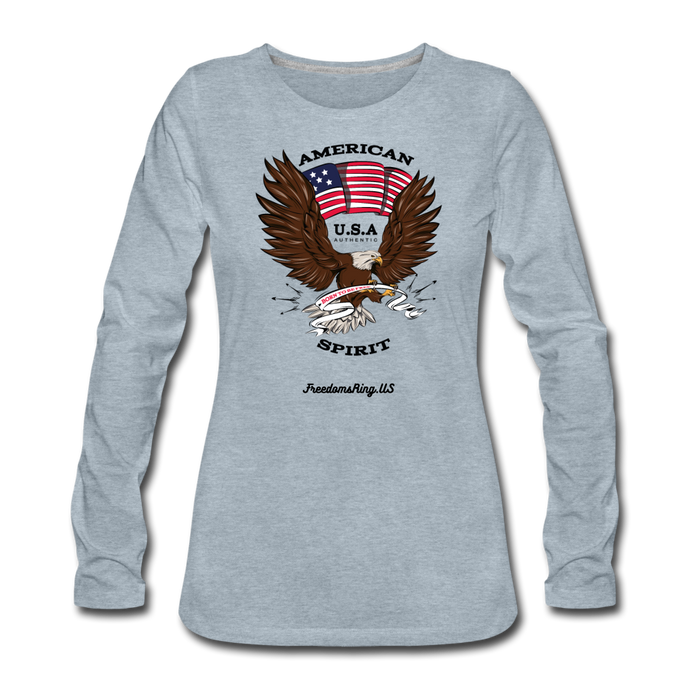 AMERICAN SPIRIT - Women's Premium Long Sleeve T-Shirt - heather ice blue