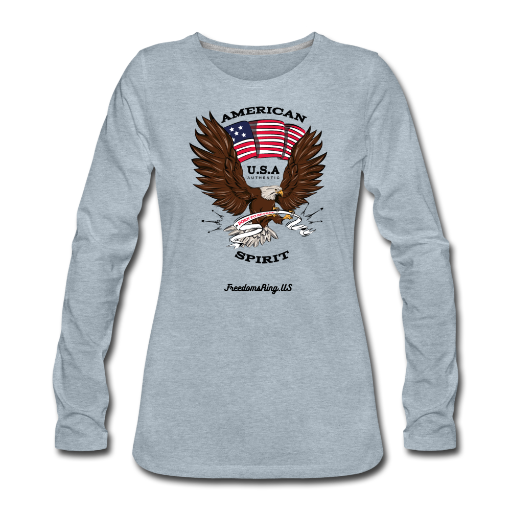 AMERICAN SPIRIT - Women's Premium Long Sleeve T-Shirt - heather ice blue