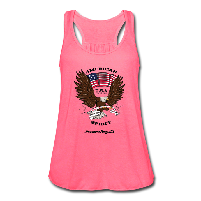 AMERICAN SPIRIT - Women's Flowy Tank Top by Bella - neon pink