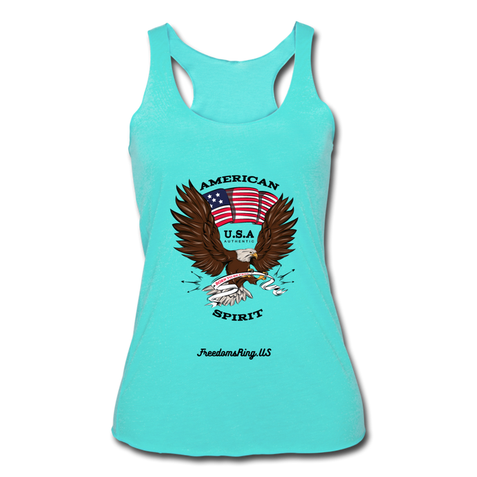 AMERICAN SPIRIT - Women’s Tri-Blend Racerback Tank - turquoise