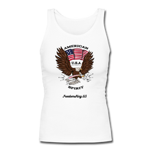 Load image into Gallery viewer, AMERICAN SPIRIT - Women&#39;s Longer Length Fitted Tank - white
