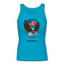 Load image into Gallery viewer, AMERICAN SPIRIT - Women&#39;s Longer Length Fitted Tank - turquoise
