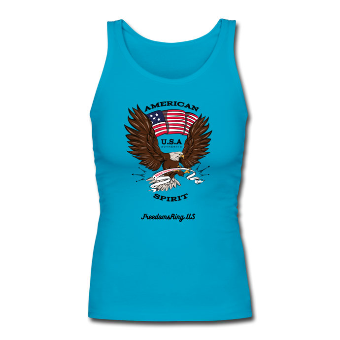 AMERICAN SPIRIT - Women's Longer Length Fitted Tank - turquoise