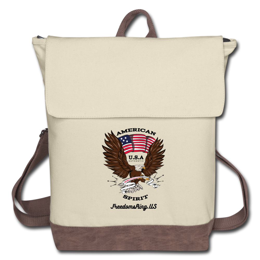 AMERICAN SPIRIT - Canvas Backpack - ivory/brown