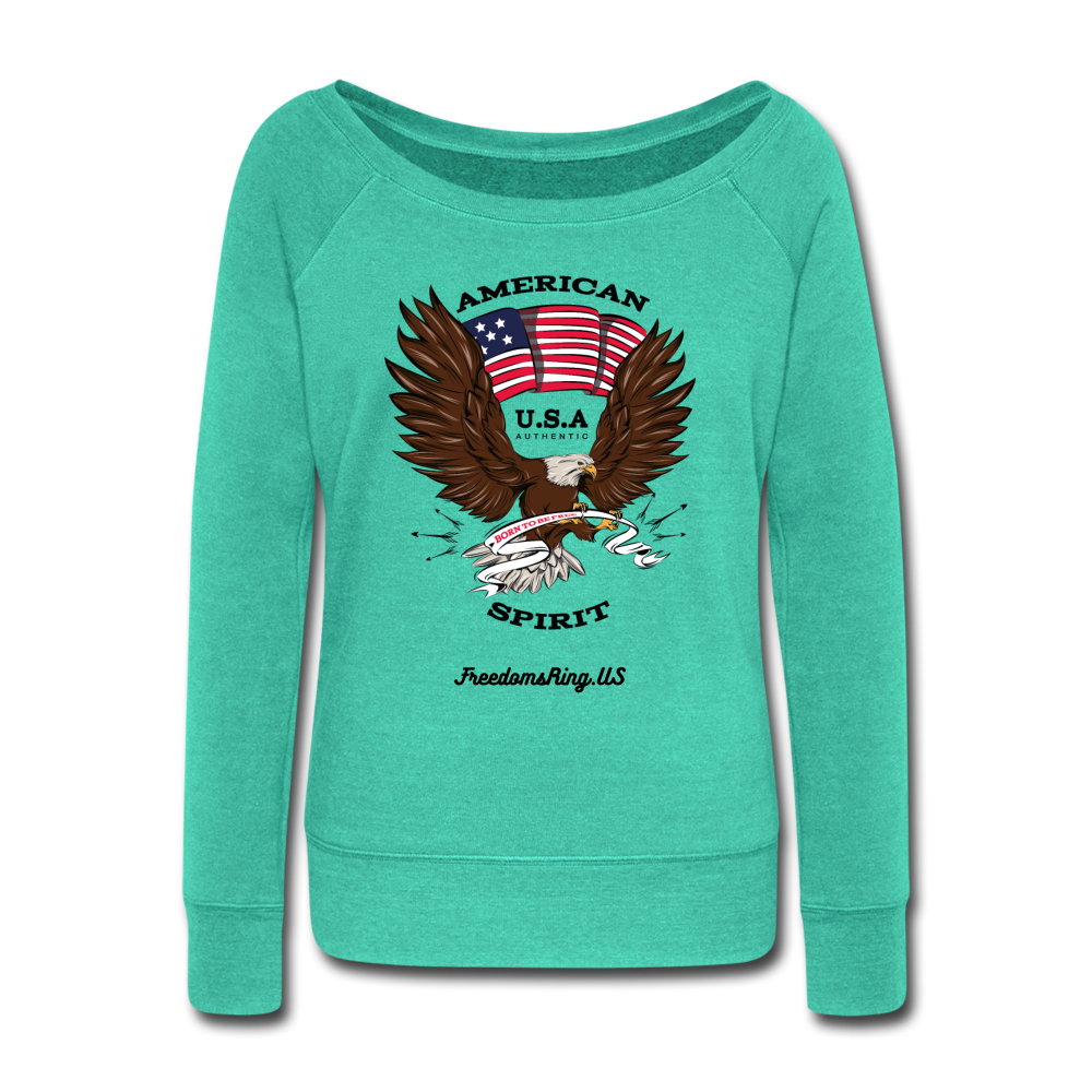 AMERICAN SPIRIT - Women's Wideneck Sweatshirt - teal