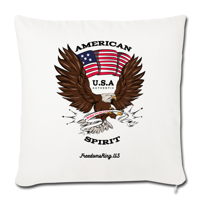 AMERICAN SPIRIT - Throw Pillow Cover 18” x 18” - natural white