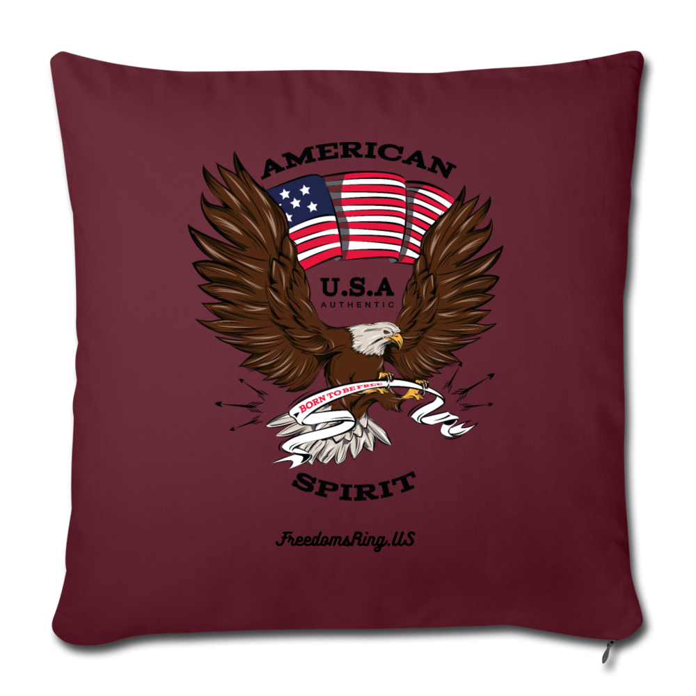 AMERICAN SPIRIT - Throw Pillow Cover 18” x 18” - burgundy