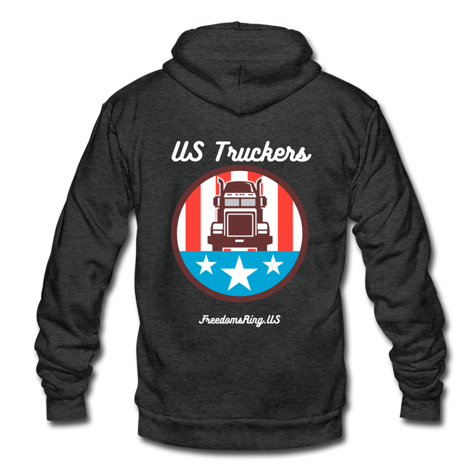 US TRUCKERS - Unisex Fleece Zip Hoodie - charcoal gray