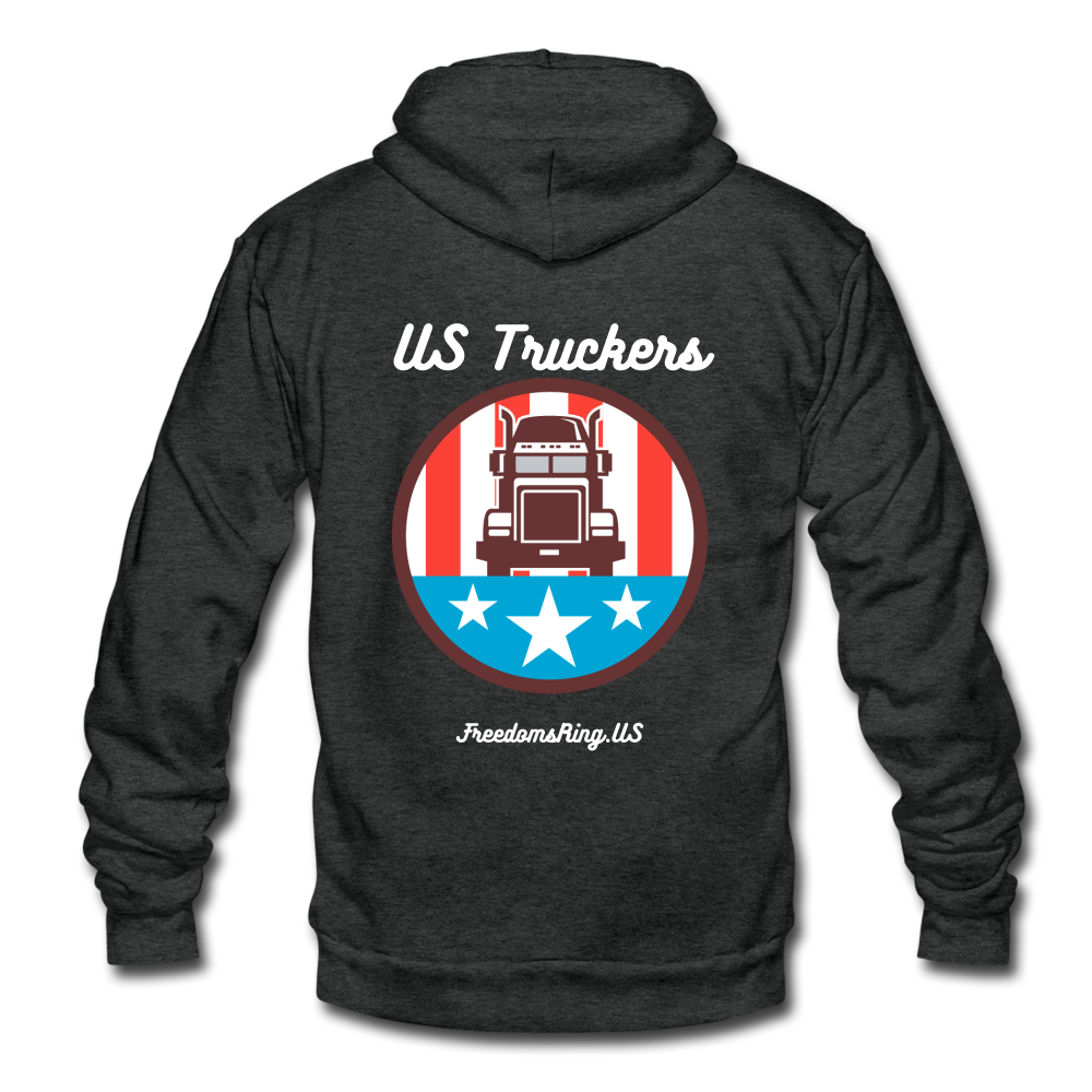 US TRUCKERS - Unisex Fleece Zip Hoodie - charcoal gray