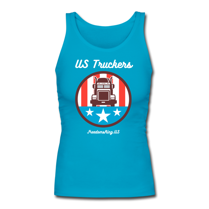 US TRUCKERS - Women's Longer Length Fitted Tank - turquoise