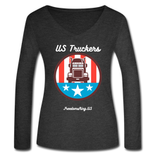 Load image into Gallery viewer, US TRUCKERS - Women’s Long Sleeve  V-Neck Flowy Tee - deep heather
