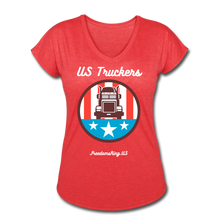 Load image into Gallery viewer, US TRUCKERS - Women&#39;s Tri-Blend V-Neck T-Shirt - heather red
