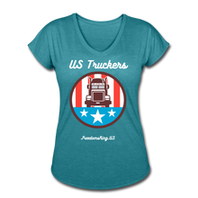 Load image into Gallery viewer, US TRUCKERS - Women&#39;s Tri-Blend V-Neck T-Shirt - heather turquoise
