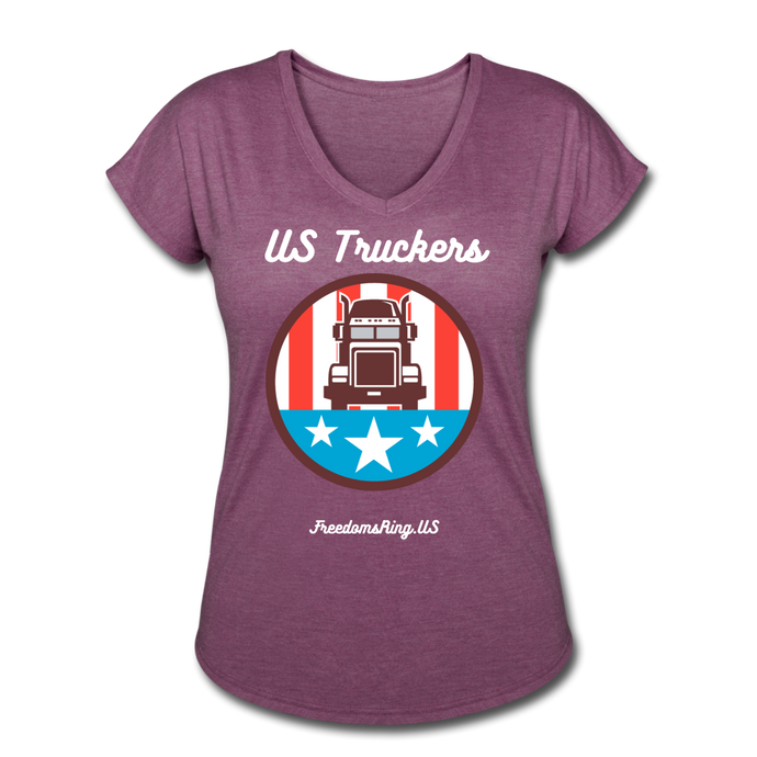 US TRUCKERS - Women's Tri-Blend V-Neck T-Shirt - heather plum