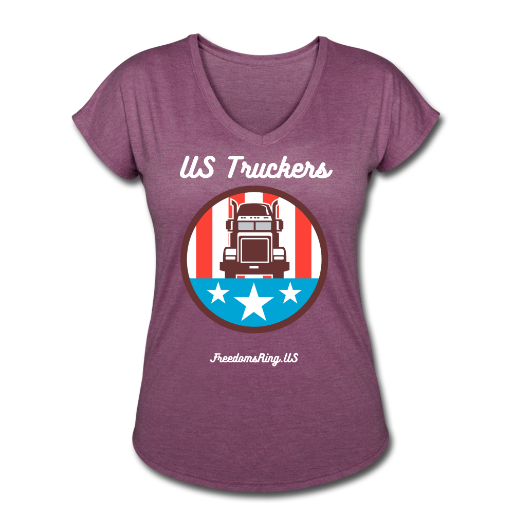 US TRUCKERS - Women's Tri-Blend V-Neck T-Shirt - heather plum