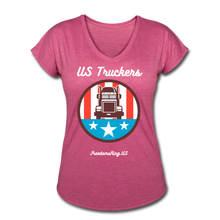 Load image into Gallery viewer, US TRUCKERS - Women&#39;s Tri-Blend V-Neck T-Shirt - heather raspberry
