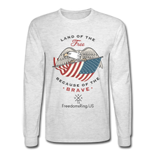 Load image into Gallery viewer, LAND OF THE FREE, BECAUSE OF THE BRAVE - Men&#39;s Long Sleeve T-Shirt - light heather gray
