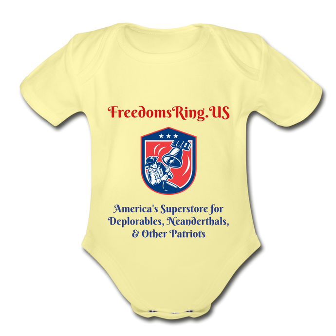 SUPERSTORE FOR DEPLORABLES - Organic Short Sleeve Baby Bodysuit - washed yellow