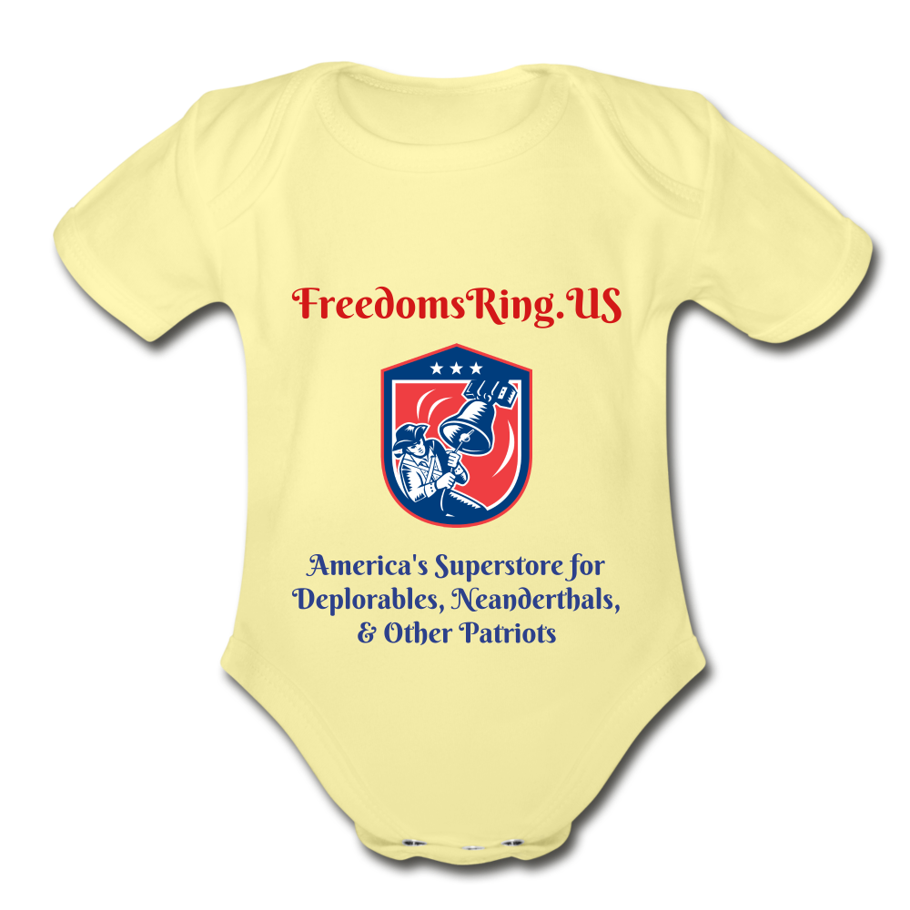 SUPERSTORE FOR DEPLORABLES - Organic Short Sleeve Baby Bodysuit - washed yellow