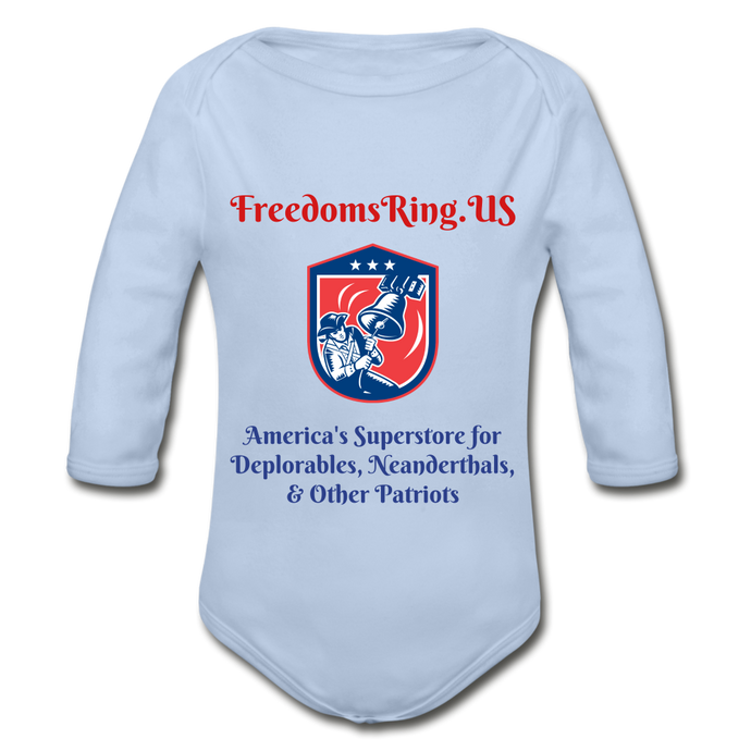 SUPERSTORE FOR DEPLORABLES - Organic Long Sleeve Baby Bodysuit - sky