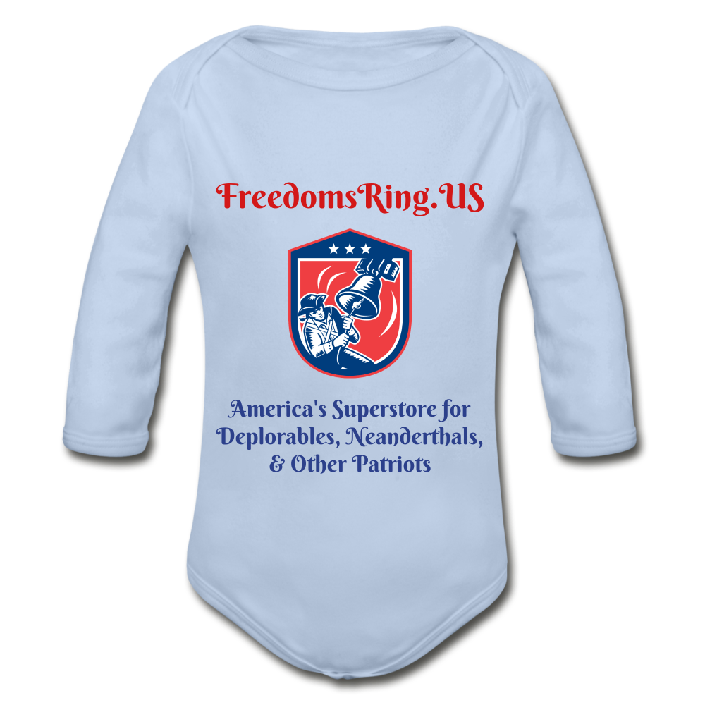 SUPERSTORE FOR DEPLORABLES - Organic Long Sleeve Baby Bodysuit - sky